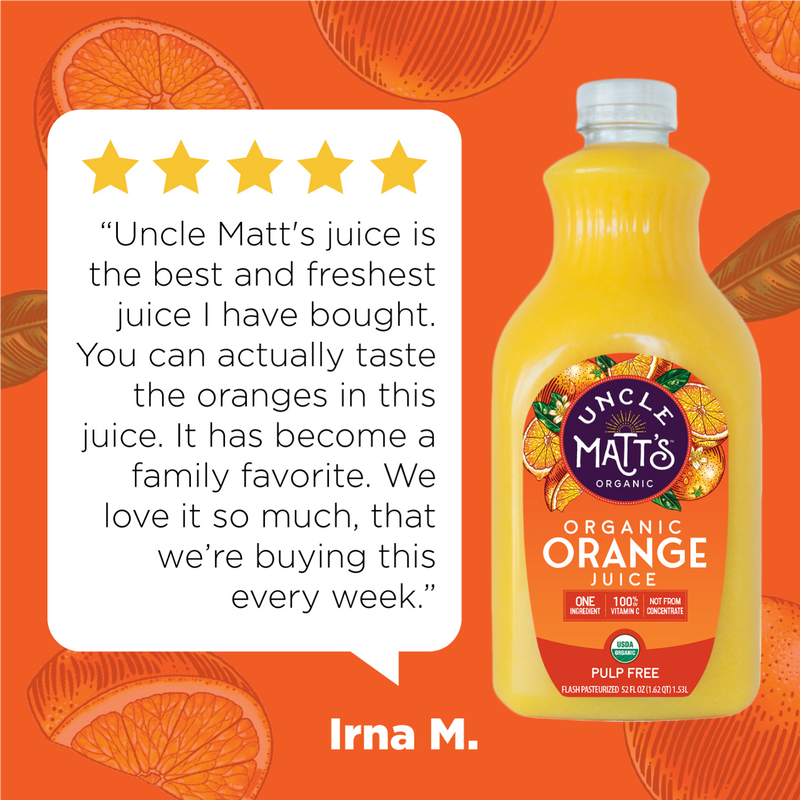 Organic Orange Juice 52oz (4 Bottles) Uncle Matt's Organic