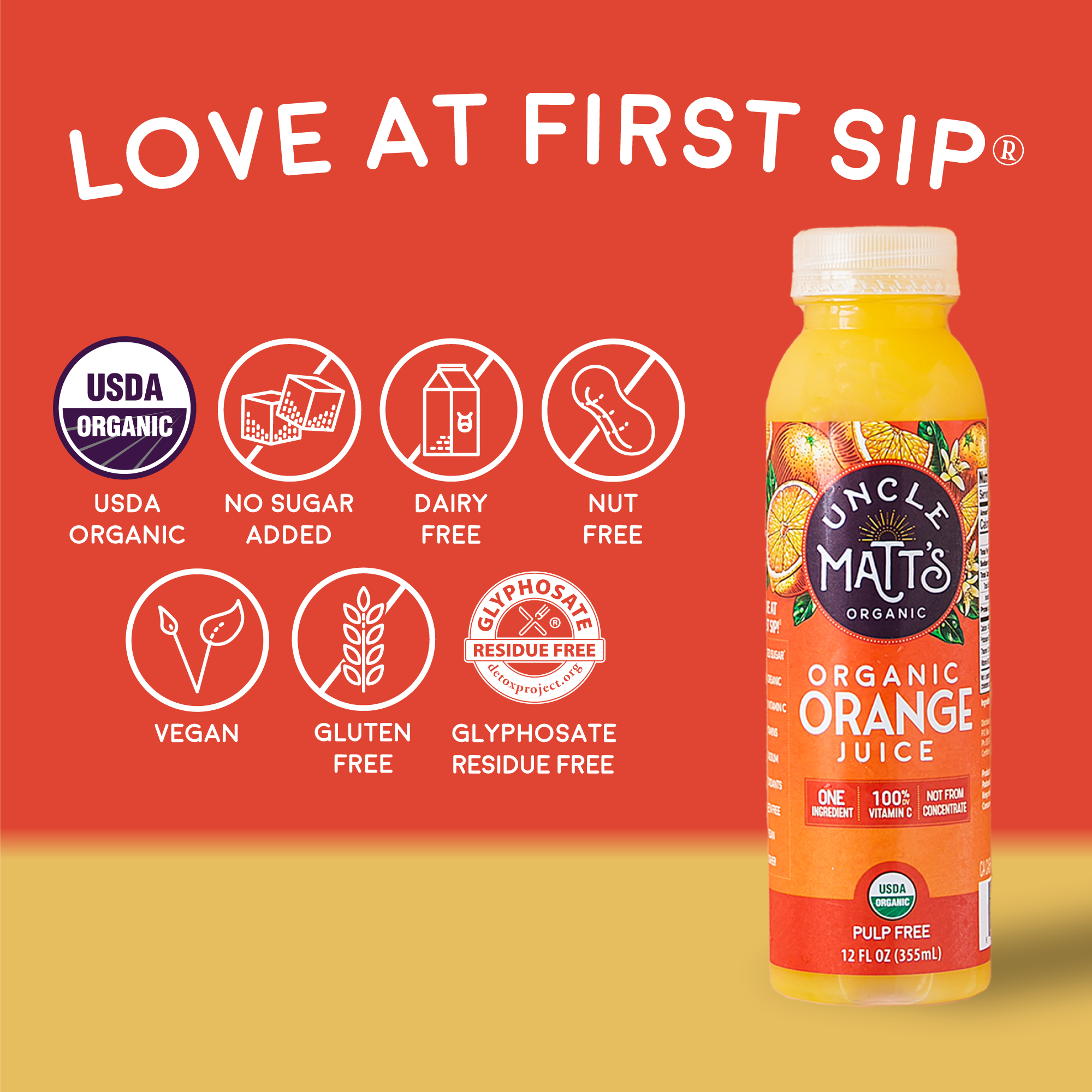 12oz Pulp Free Organic Orange Juice 12 Pack Uncle Matt s Organic