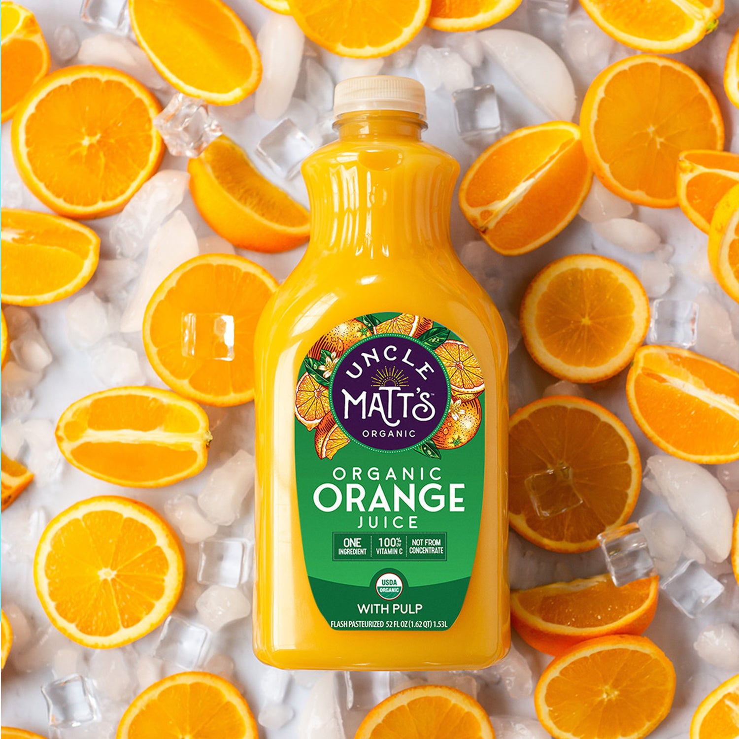 Organic Orange Juice with Pulp 52oz (4 Bottles) Uncle Matt's