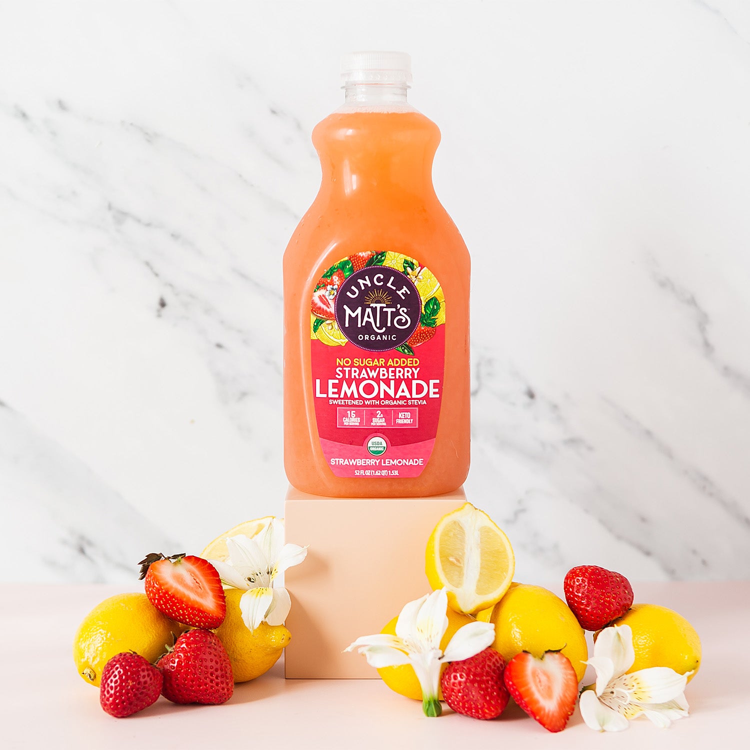 No Sugar Added Strawberry Lemonade - 52oz | Uncle Matt's Organic